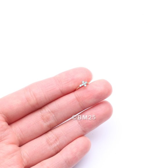 14 Karat Gold Brilliant Sparkle Cross Bendable Hoop Ring - Picture 2 of 5